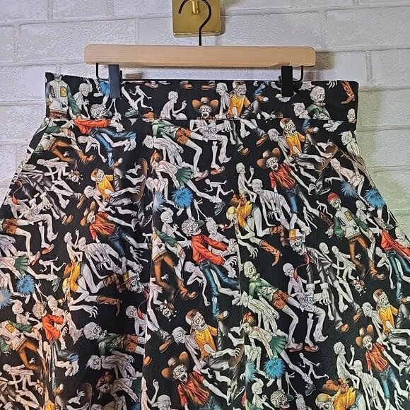 Folter Zombie Print Short Cotton Circle Skirt Size 2X ~ Halloween, Spooky, Retro - Picture 2 of 8